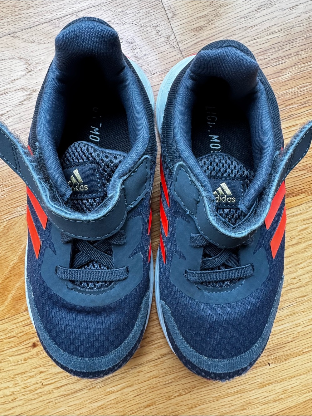 adidas Kids Grey and Orange Velcro Athletic Sneakers